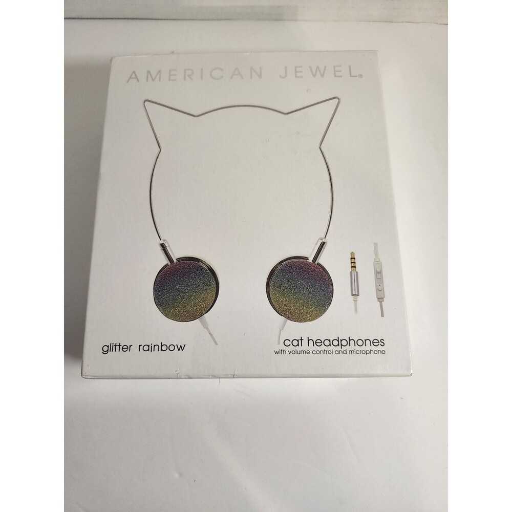 American Jewel Cat Headphones in Glitter Rainbow Color